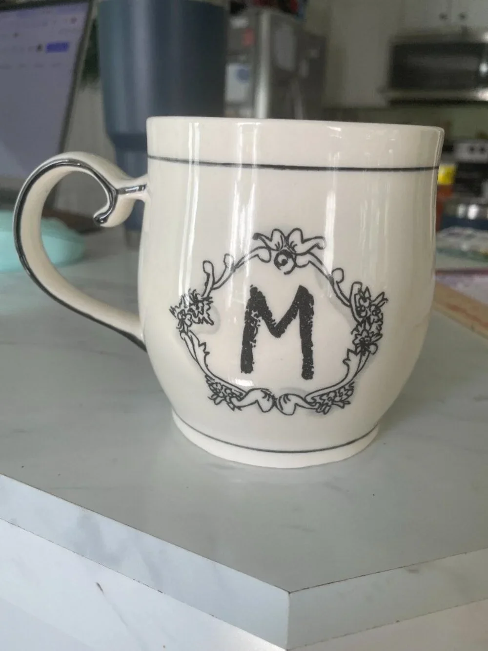 Anthropologie Katie Mandy Mug Monogram letter M